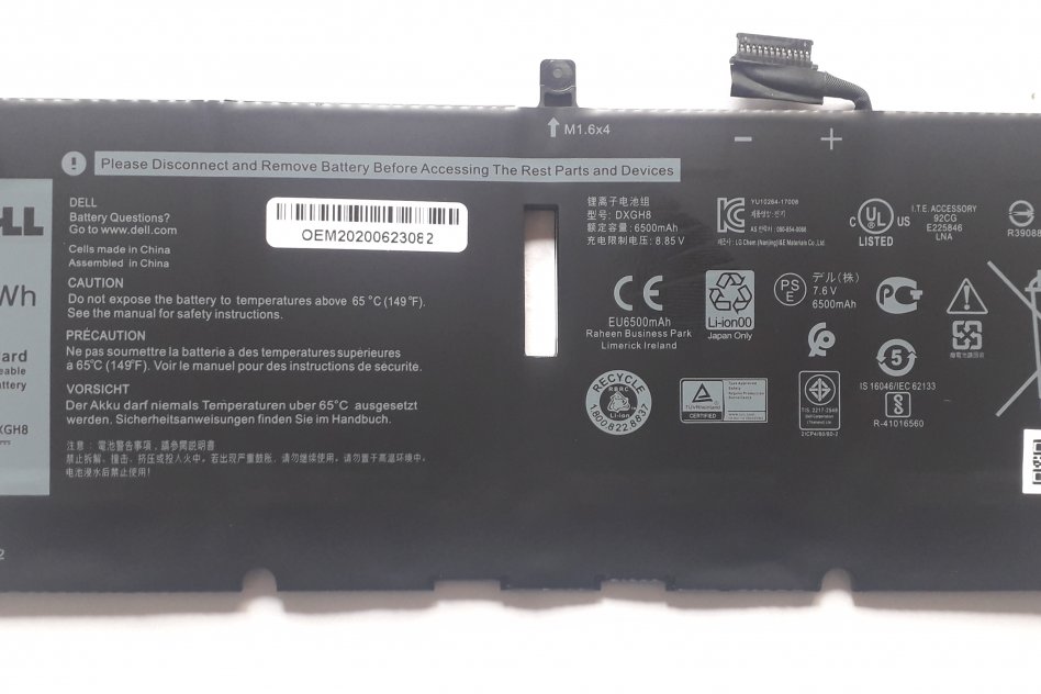 Original Dell DXGH8 Battery for Dell XPS 13 9370 9380 Series